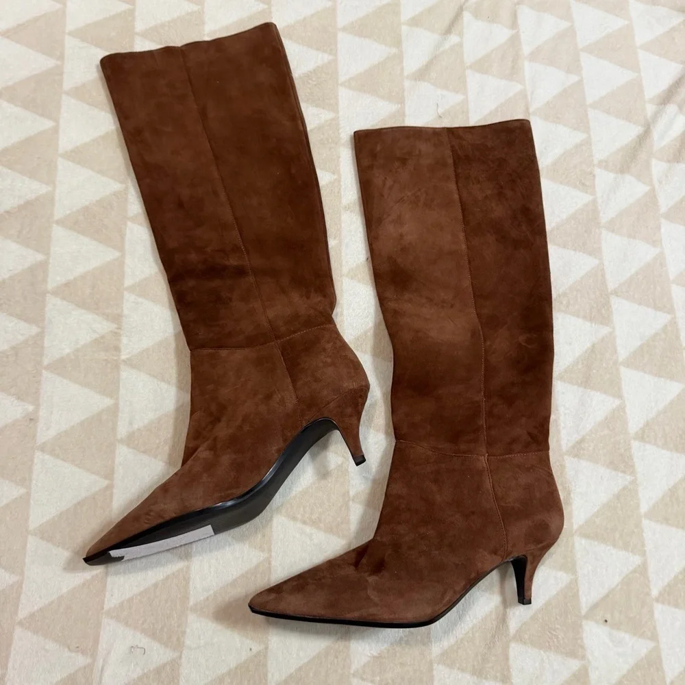 Nwob J crew perfect chocolate Stevie knee-high boots in suede